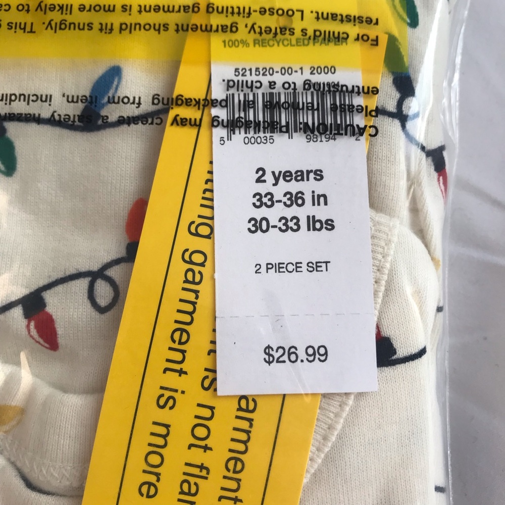 Baby Gap Two Piece Christmas Light Pajama Set New - Picture 4 of 6